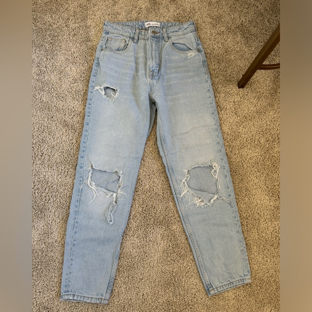 Light Blue Zara Ripped Jeans